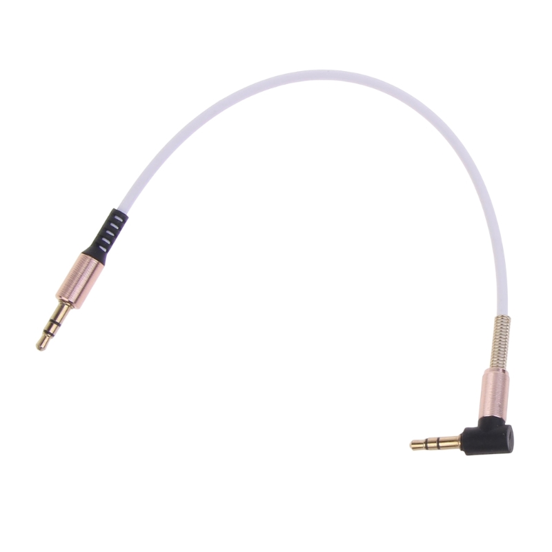 90 Degree Short Aux Cord Extender Wire 3.5mm Gold-plated Connectors Cable: WHITE