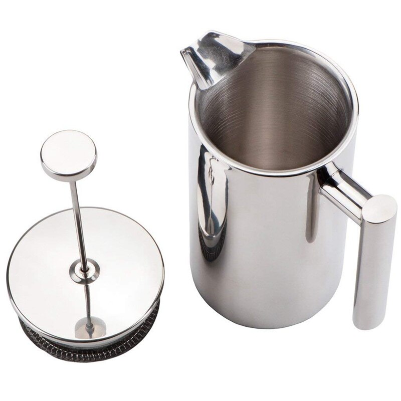Stainless Steel French Press Coffee Maker | Double Walled Insulated Coffee & Tea Brewer Pot & Maker | Keeps Brewed Coffee or T