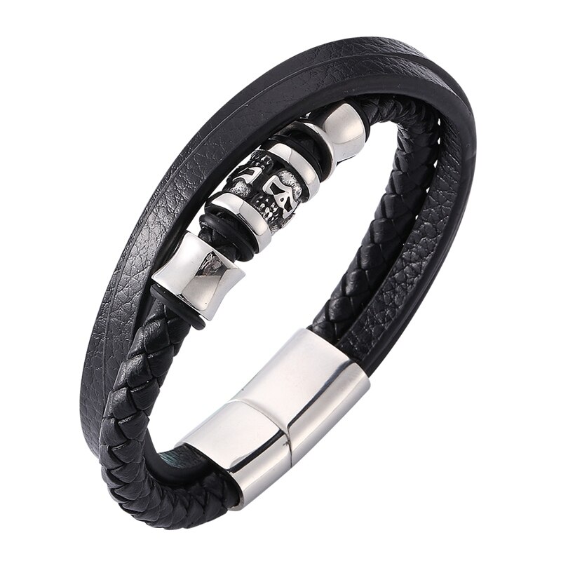 Aceshop herenarmband zware fietsketting armband roestvrijstalen armband armband, motorfiets ketting armband armband, fiets link armband voor mannen jongens (zwart en goud
