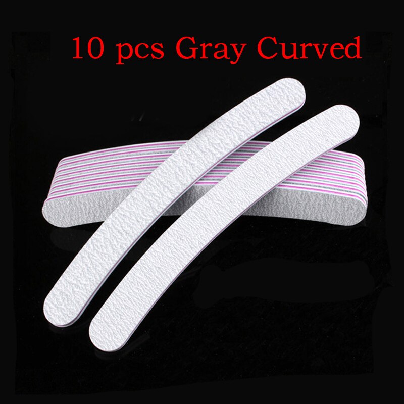Lime à ongles, kit de manucure, polissoir, accessoires nail art, outils lime à ongles, limes de soin des ongles, 100/180 blocs de ponçage pour: 10 x courbes grises