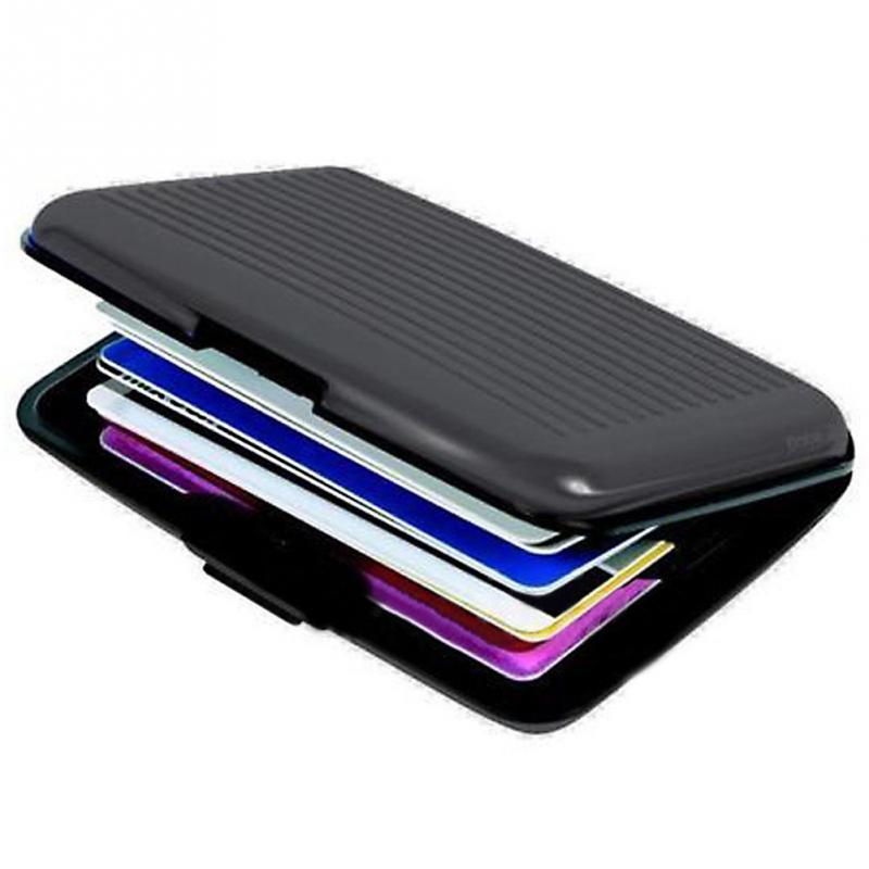 Waterdichte Aluminium Metal Business Credit Card Naam Id Kaarthouder Case Wallet Box Mini Antimagnetic Aluminium Kaarten Houder: Black