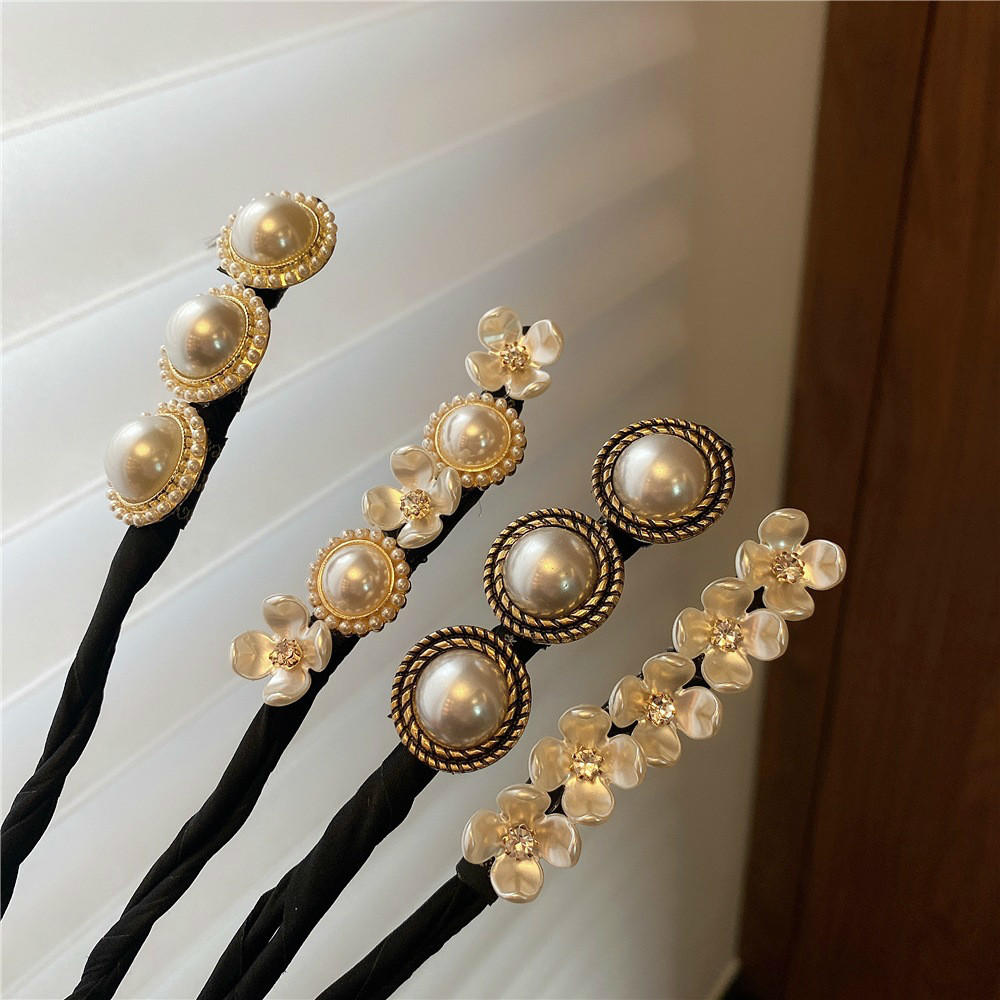 Jahrgang Hülse Perle Haarnadel Brötchen Frisur Haar Stock Frauen Elegante Haarband Blume Haar Hersteller Werkzeuge Haar Zubehör