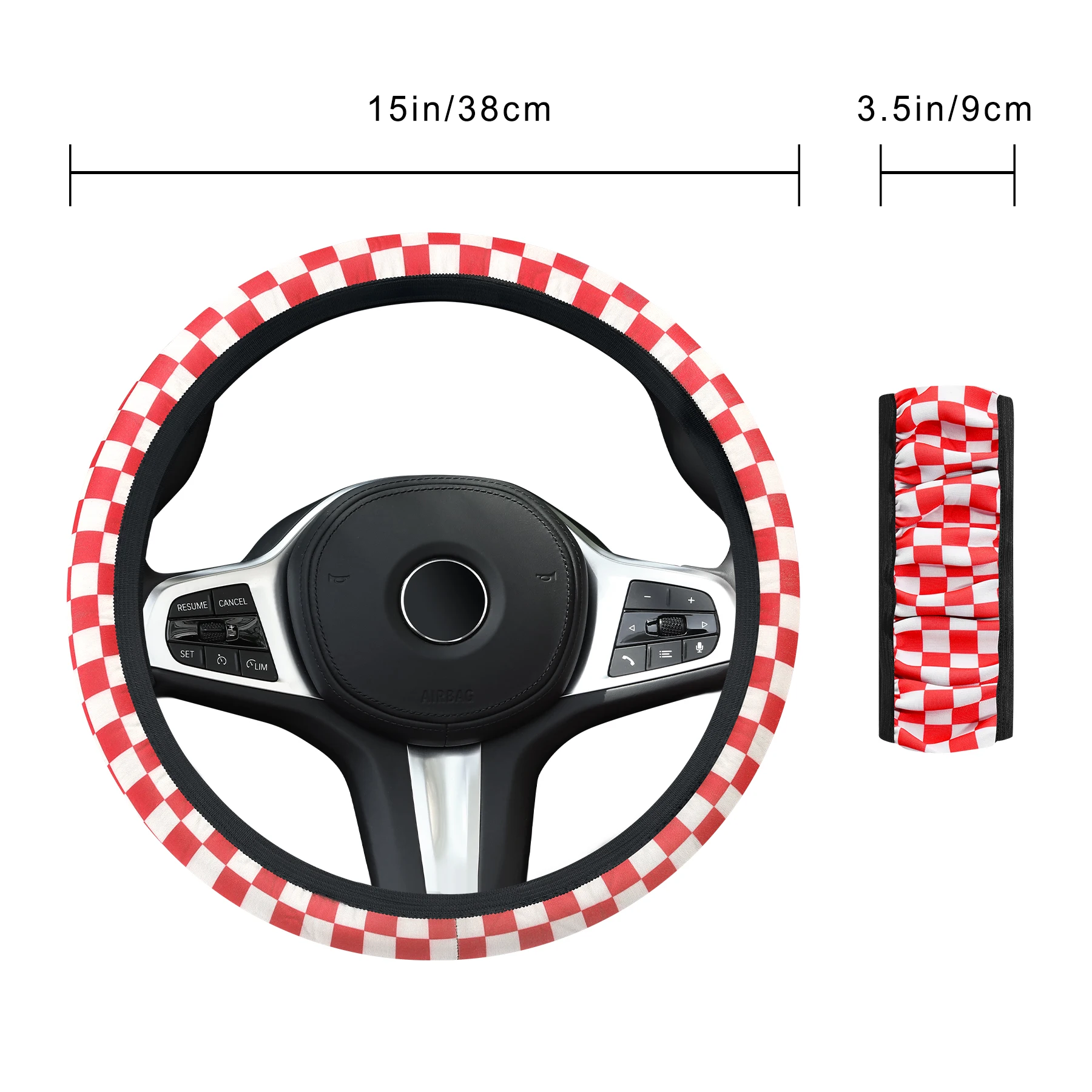 car steering wheel cover checkerboard without inner ring lattice elastic breathable non-slip handlebar cover
