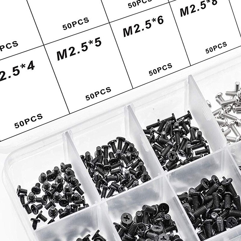 500Pcs M2 M2.5 M3 KM Screw Flat Head Phillips Screws Laptop Notebook Screws Set Kit For Computer Small Screw