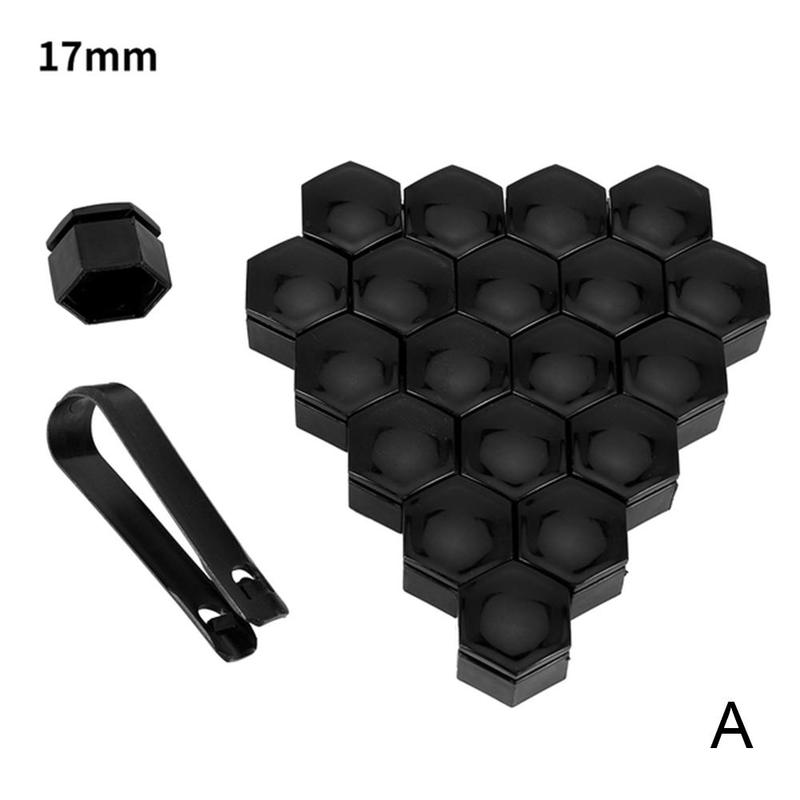 20 kpl auton pyörän mutterin suojus 17 mm 19 mm 21 mm auton pyörän pultin suojus ulkoinen erityinen tulppa suojaamaan pölyltä: 17mm mustaa