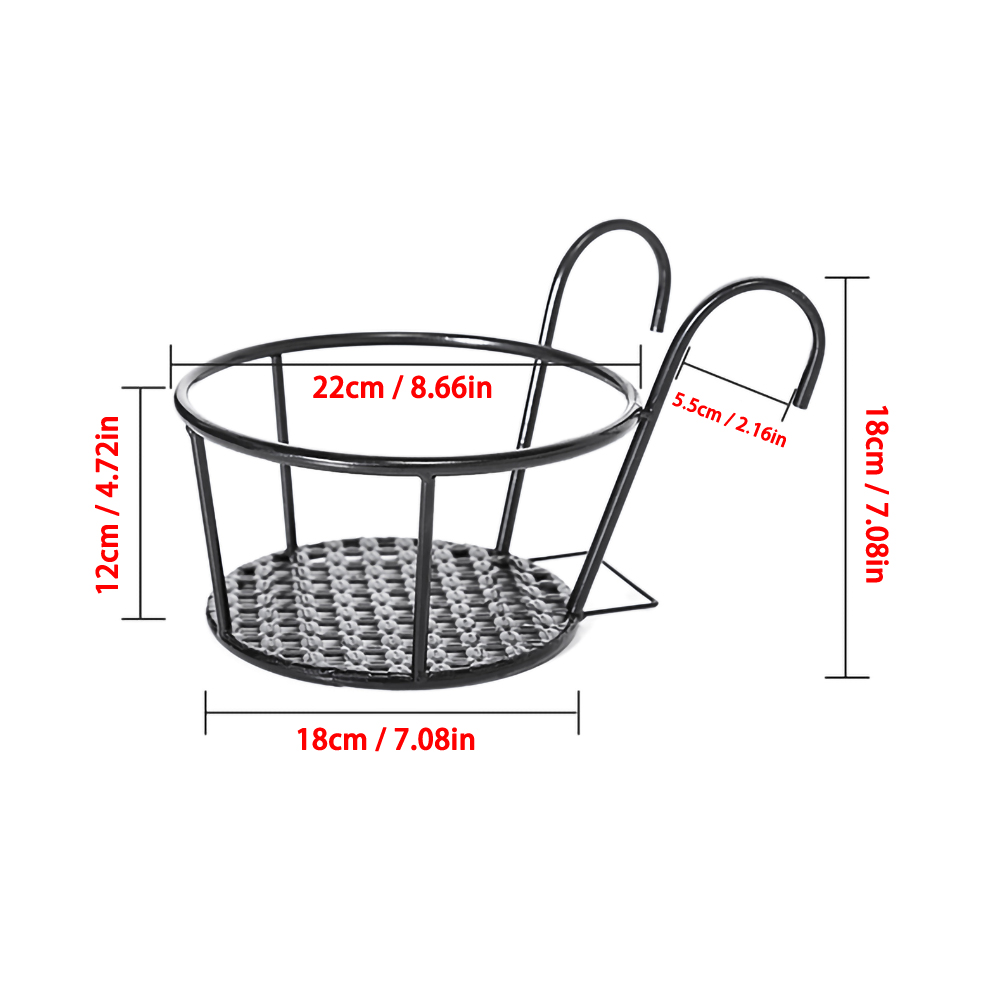 Hanging Plant Racks Balcony Round Flower Pot Rack Railing Fence Outdoor Window Iron Bonsai Stand Decor For Plant Support