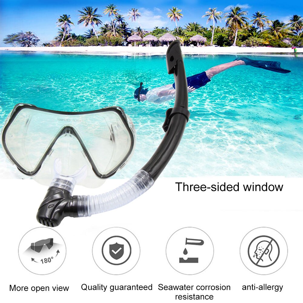 Snorkel Set - Adjustable Mask & Dry Top Snorkel - Diving Gear Kit