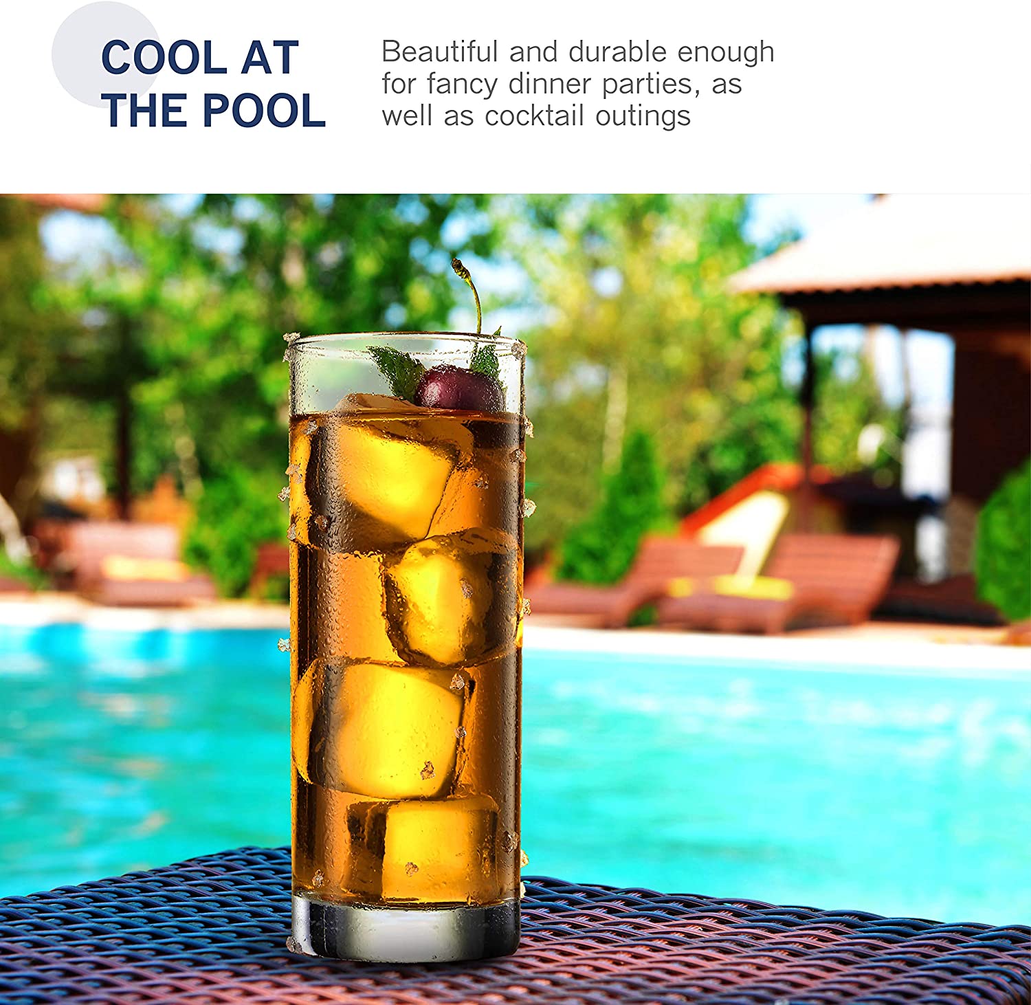 Clear Whiskey Glass Heavy Base Tall Highball Glasses Thick Water Glasses Cups 6pcs Set Modern Drinking Glassware Tumbler Glass