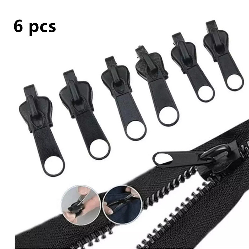6PCS Instant Zipper Universal Instant Fix Zipper Repair Kit Replacement Zip Slider Teeth Rescue Zippers For 3 Different Size: black 6pcs