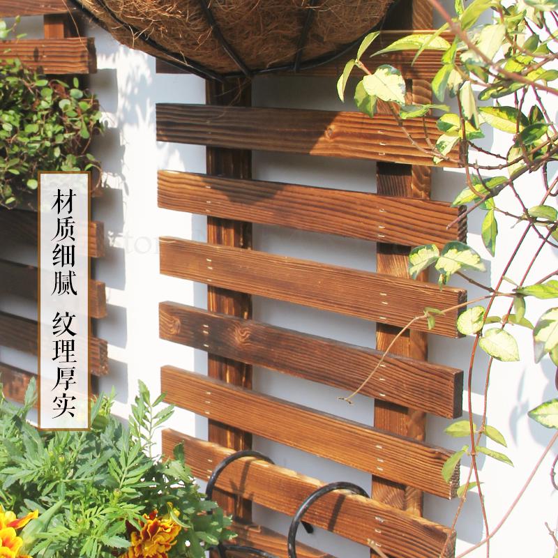 Balcony flower stand hanging solid wood wall hanging flower shelf outdoor flower pot hanger anticorrosive wood wall hanging flow