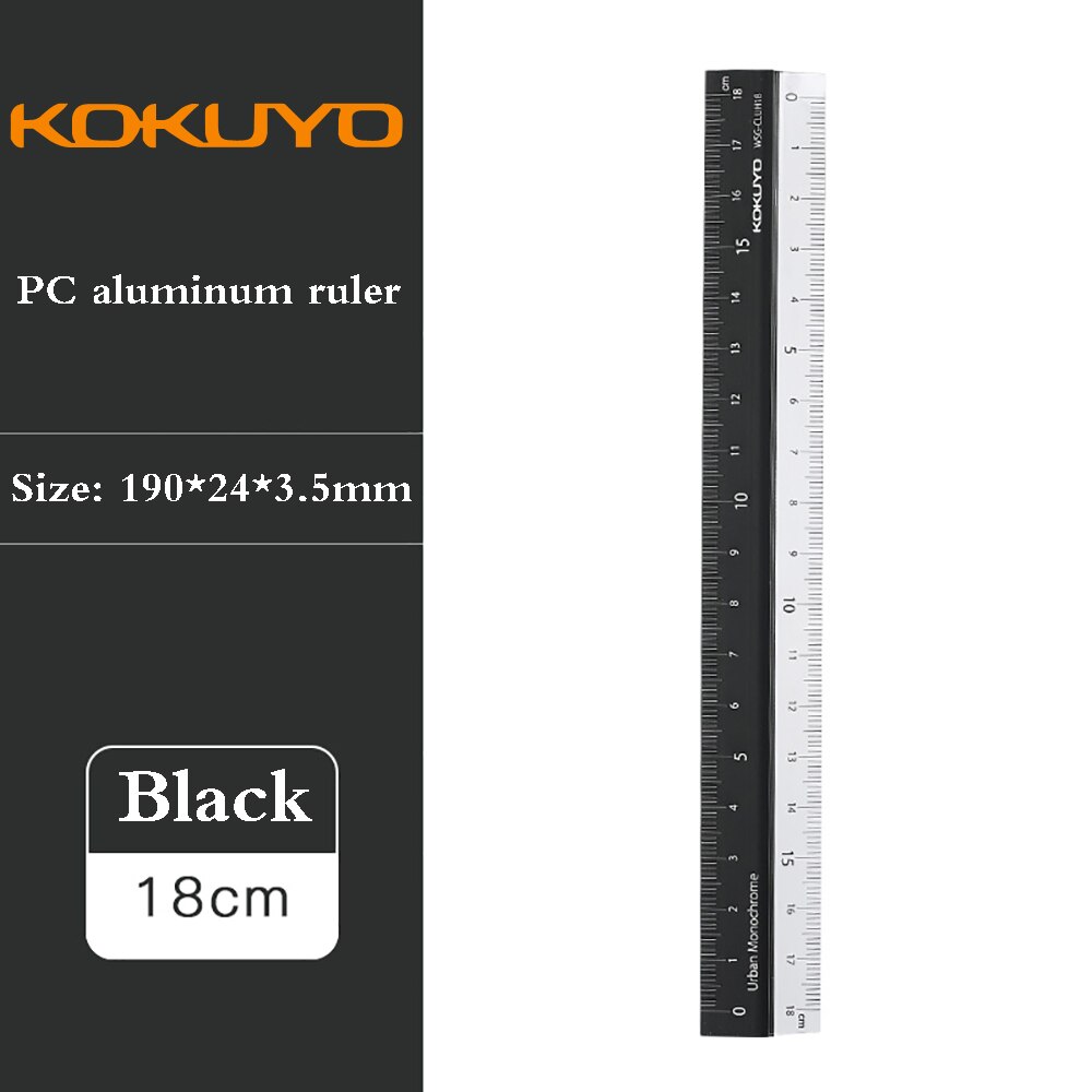 1Pcs Japan KOKUYO Campus Aluminum Ruler Art Office Measurement Portable Ruler Clear Translucent Plastic Ruler Durable 18cm: translucent black