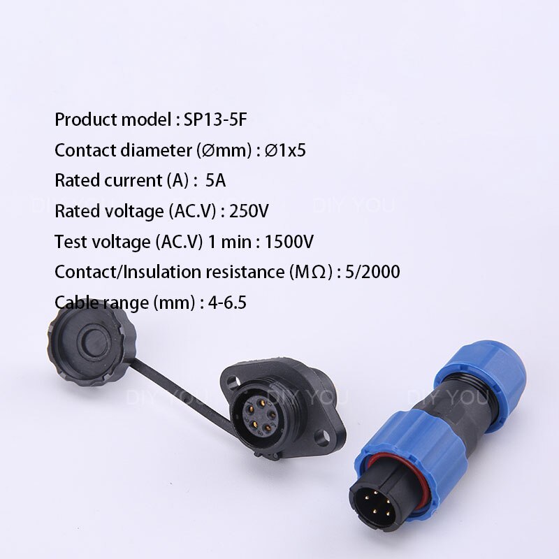 IP68 Aviation Plug SP13 1 2 3 4 5 6 7 Pin cable connectors Plug and socket Flange Type Waterproof connector DIY YOU: SP13-5F