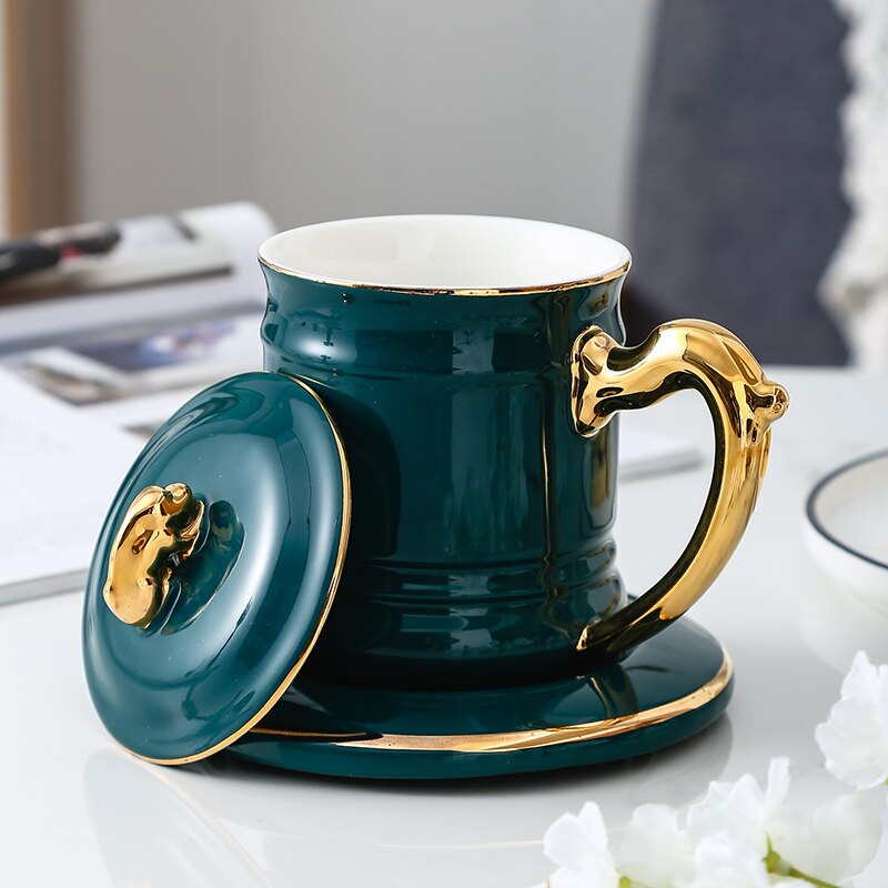 ceramic cup office boss cup coffee cup breakfast water cup large capacity Tea Mug with cover