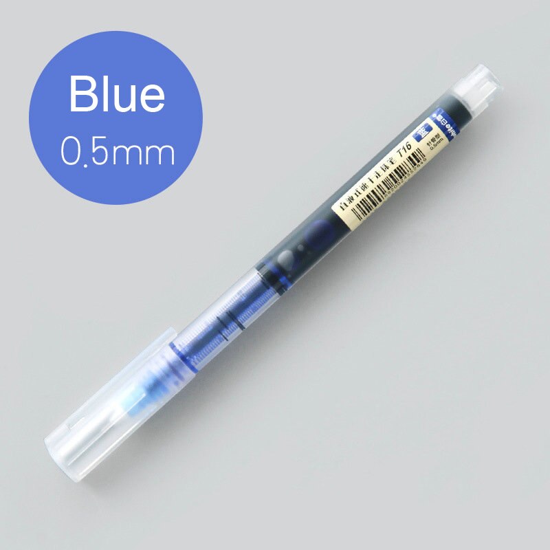 7 pcs/lot Colourful Straight Liquid Gel Pen Artistic Font Neuter Art Marker Pens School Office Stationery Supplies: Blue