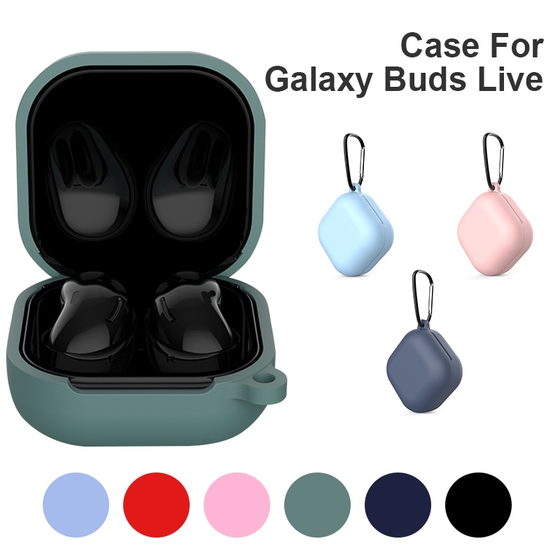 Zachte Siliconen Case Voor Samsung Galaxy Knoppen Live Case Shockproof Slim Silicone Oortelefoon Cover Headset Accessoires Met Haak TSLM1
