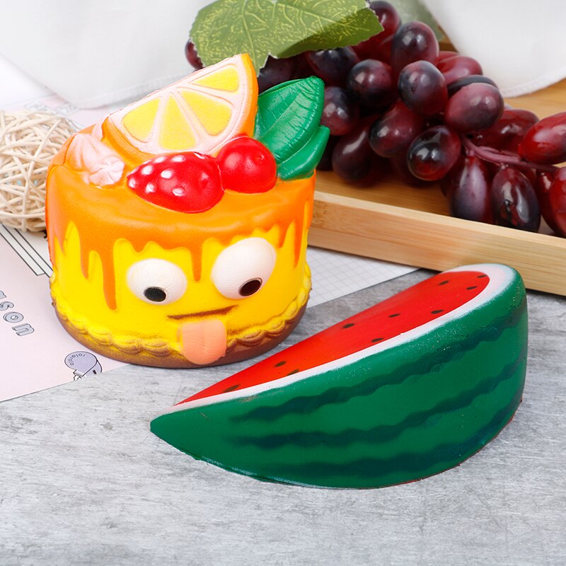 Slow Rebound Simulation Decompression Food Watermelon Cake Squeeze Toy Slow Rising Decompression Toys Funny Children