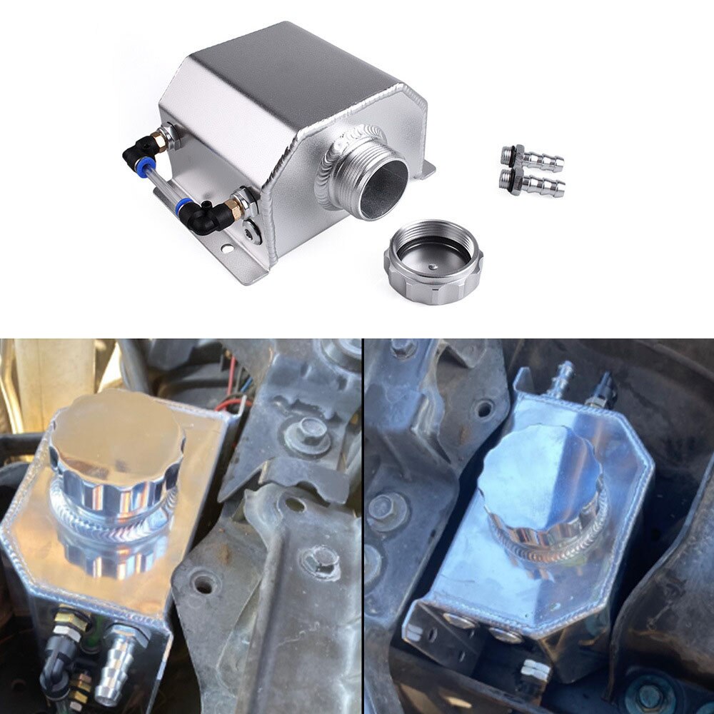 Universal 1L Aluminum Oil Catch Can Reservoir Tank With Drain Plug Breather Oil Tank Fuel Tank WLR-TK57 Car Accessories