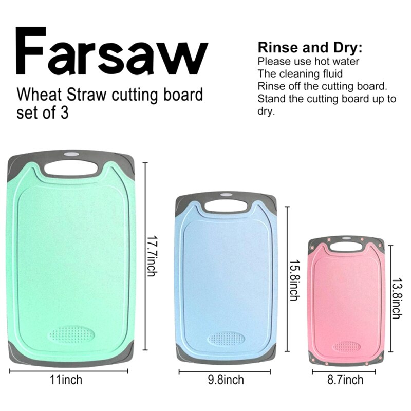 Cutting Boards Set, Chopping Board Kitchen Coloured Cutting Boards With Non-Slip Feet,Dishwasher Safe