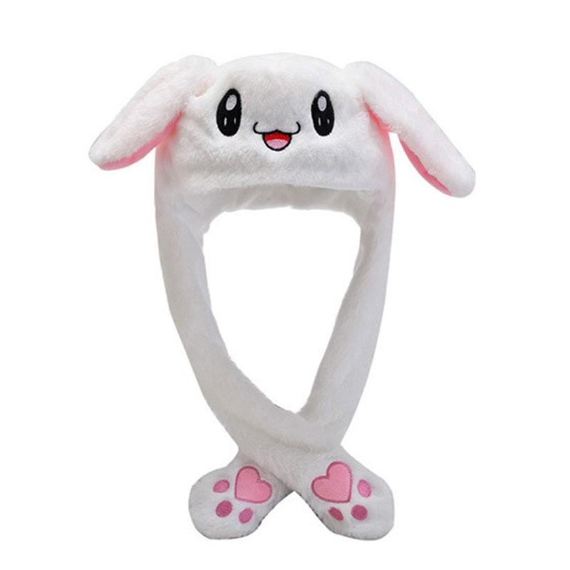 Sombrero de conejo con lámpara para mujer, gorro de salto con orejas que se mueve en la oreja, estilo pijo, buenos juguetes, oferta, divertido de conejo H N4G0: white