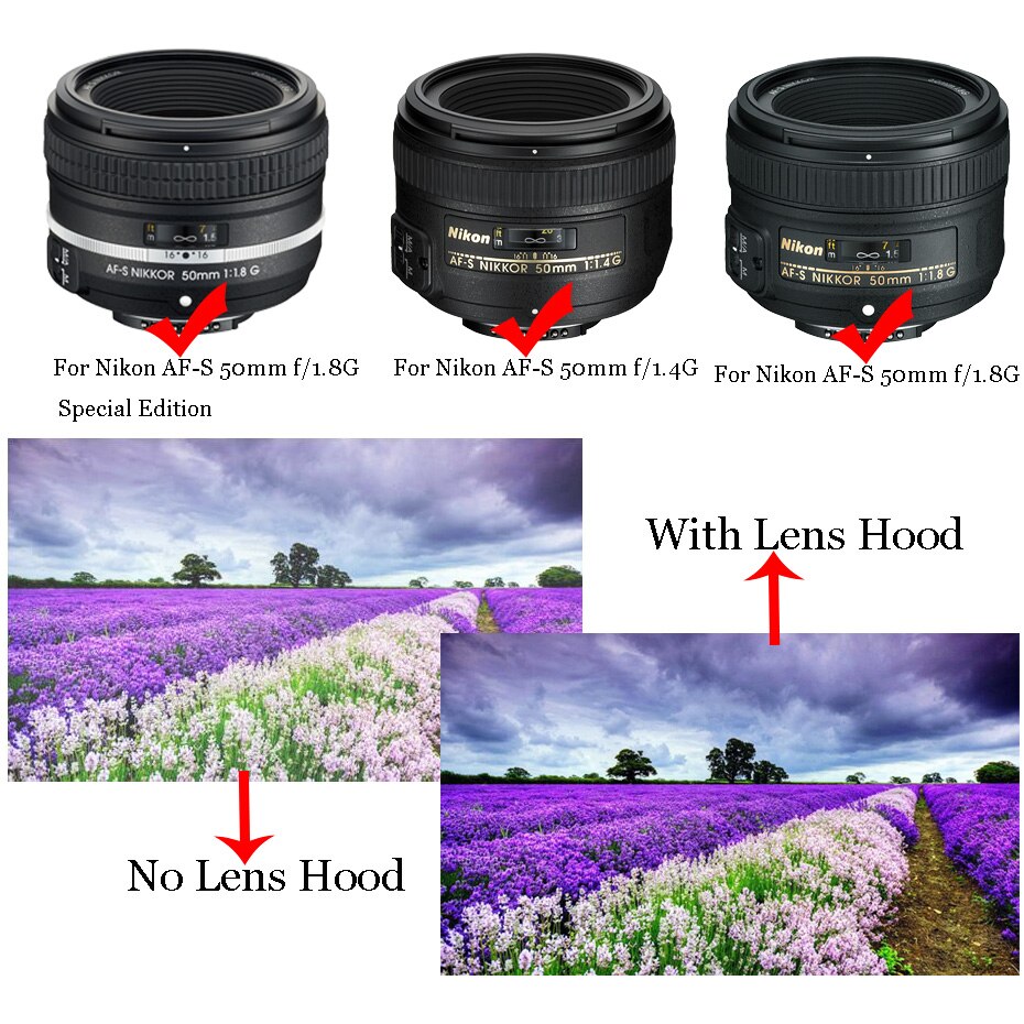 FOTOFLY HB-47 Lens Hoods For Nikon AF-S Nikkor 50mm F/1.4G F/1.8G Bayonet Mount Camera Lenses Hood For Nikon Camera Lenses HB47