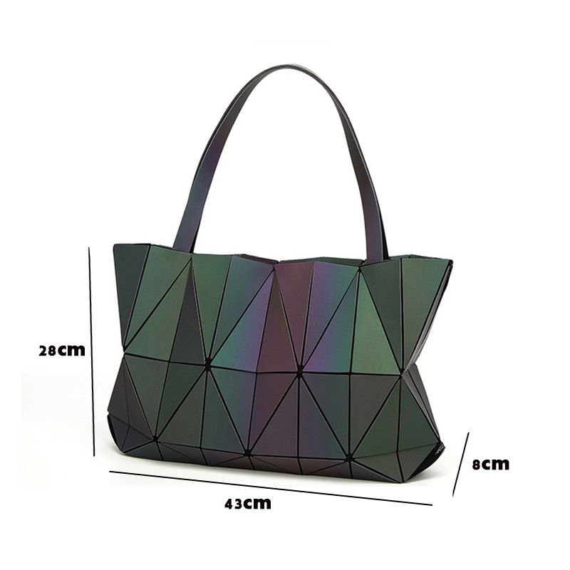 neue Bao Taschen Frauen Handtasche Geometrie Totes Pailletten Spiegel Saser Einfachen Klapp Schulter Taschen Leucht Tasche Bao Hologramm bolsa