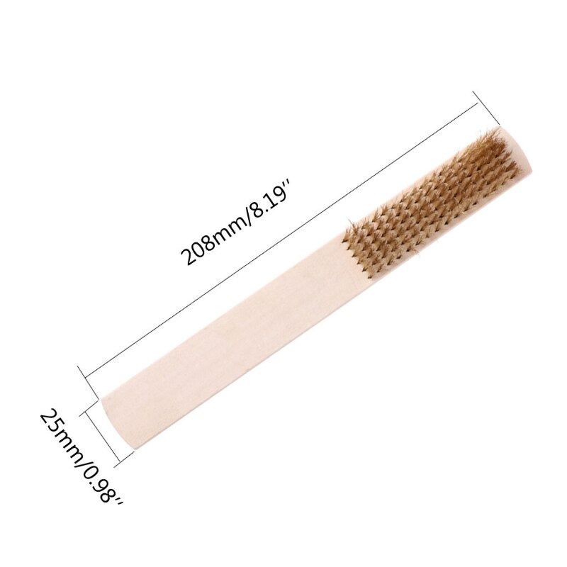 Copper Wire Brass Bristle Wood Handle Wire Scratch Brush 208mm For Metal Cleaning Rw1209 Grandado 6585