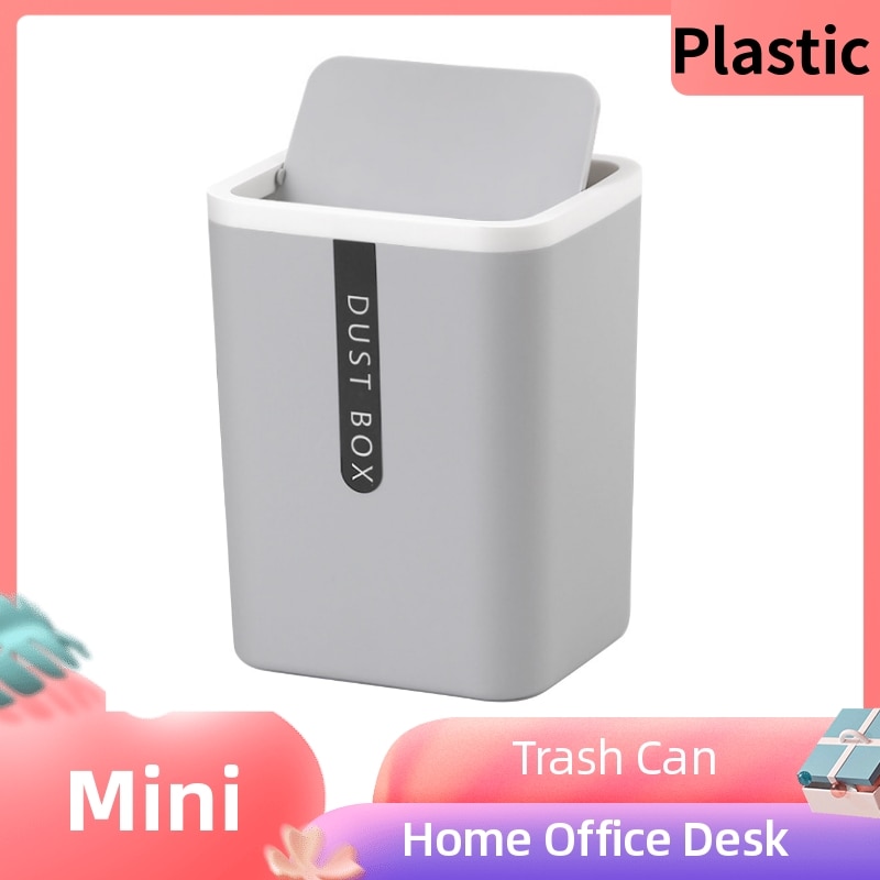 Desktop Trash Can Small Mini Garbage Plastic Dustbin with Shake Cover for Home Office Desk Car Bin