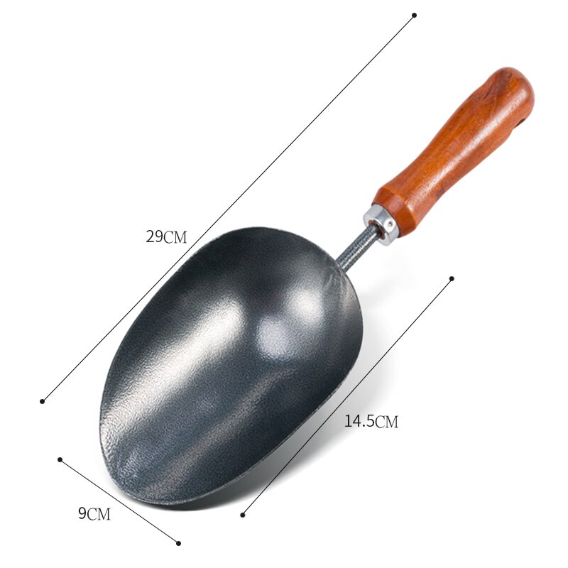 Blomsterspade blomsterhageverktøy sett tredelt kjøttspade blomsterspade husholdningsgraver blomsterspade speilkule metall: Rund spade