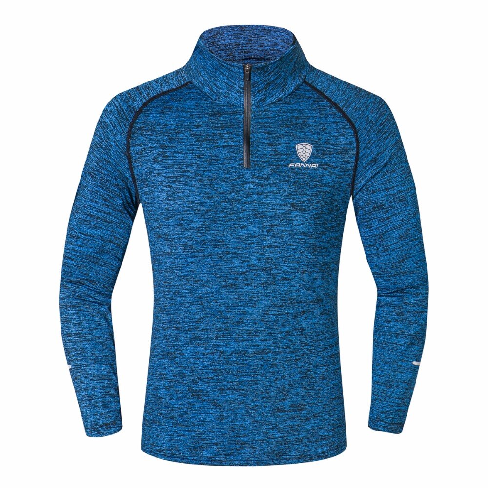 Camiseta de manga larga de secado rápido para hombre, sudadera de entrenamiento, ejercicio, camiseta para correr, ropa deportiva ajustada con cremallera para gimnasio