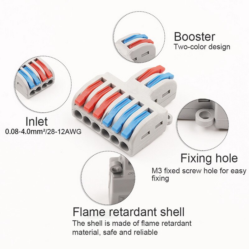 5/10pcs/Lot SPL-42/62 Mini Fast Wire Connector Universal Wiring Cable Connector Push-in Conductor Terminal Block