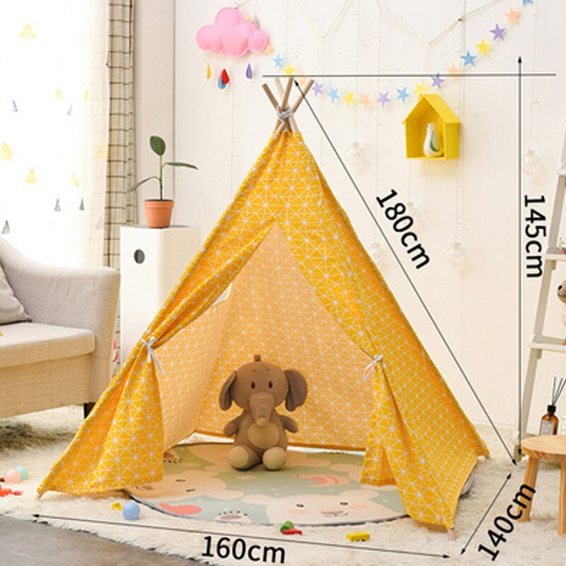 Play Tent Wigwam Child Toy Teepee Room Decoration Portable 1.8M Children's Tents Tipi Play House Kids Cotton Canvas Indian