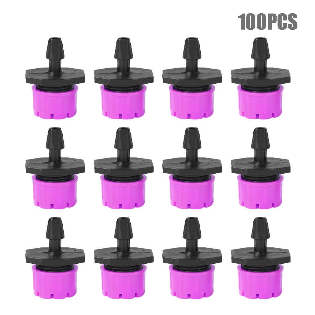 100pcs Micro Flow Dripper Drip Head 1/4 Inch Hose Micro Dripper Garden Irrigation Misting Garden Sprinkler Adjustable Dripper: Rose Red