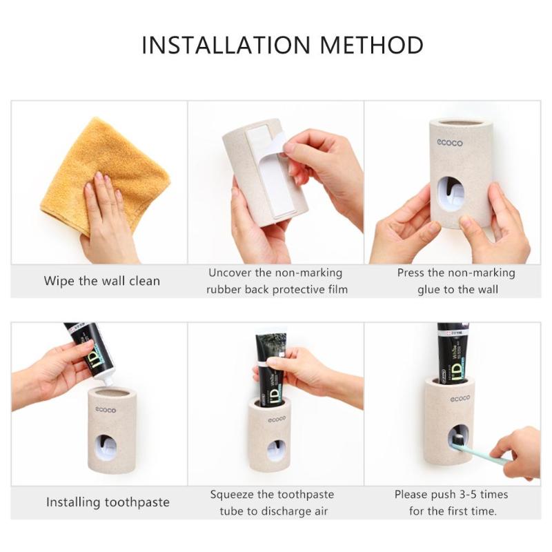 distributore automatico di dentifricio portaspazzolino antipolvere supporto da parete impostato di accessori per il bagno spremi-dentifricio dentifricio