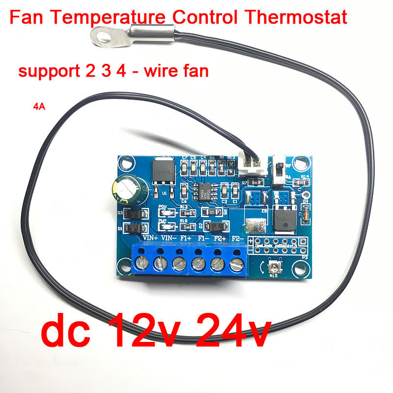 DC 12V 24V 4A Fan Temperature Control governor PWM Thermostat Speed Controller chassis fan regulation module