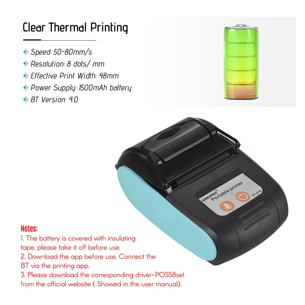Draadloze Mini 58Mm Printer Draagbare Thermische Printer Bluetooth-Compatibele Telefoon Android Ios Pc Pocket Bill Impresoras