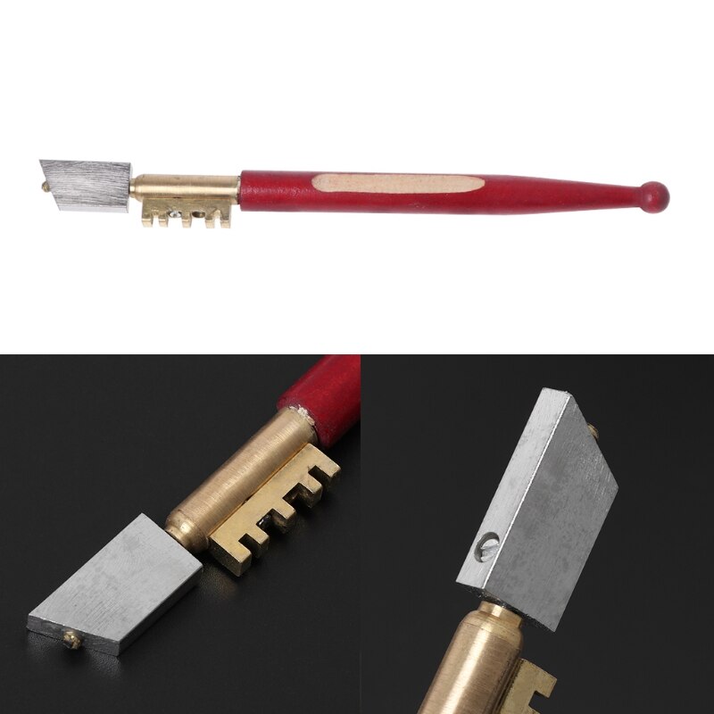 Diamond Antislip Wood Handle Oil Feed Glass Cutter Cutting Tools R9JC