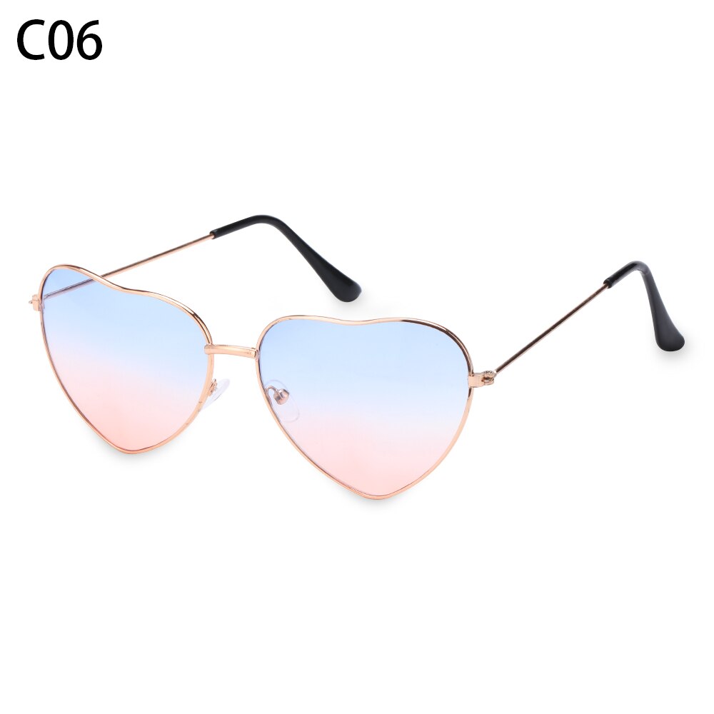 Women Vintage Heart Shape Sunglasses Metal Frame Sun Glasses Candy Color Gradient Sun Glasses For Outdoor Cycling: C06