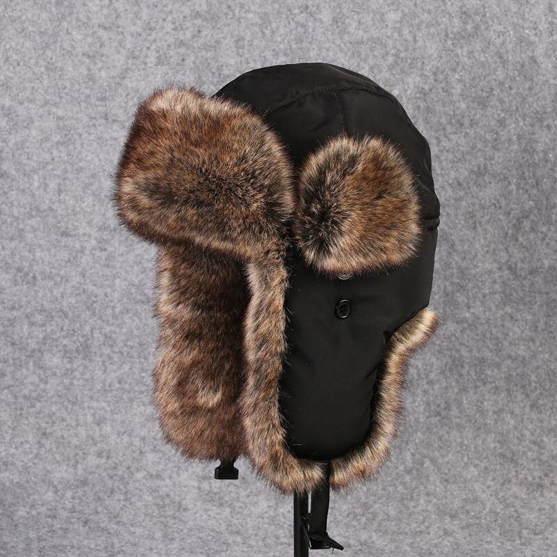 B-8432 Man Bomber Hat Adult Ski Cap Winter Bomber Hats Earflap Fur Hats Russian Ushanka Hat