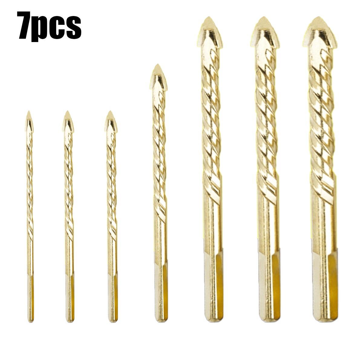 5/7 Pcs Set Drill Bits Triangular-overlord Handle Multifunctional Drill Bits Perforator Ceramic Marble Tile Drill Handle: 7pcs gold