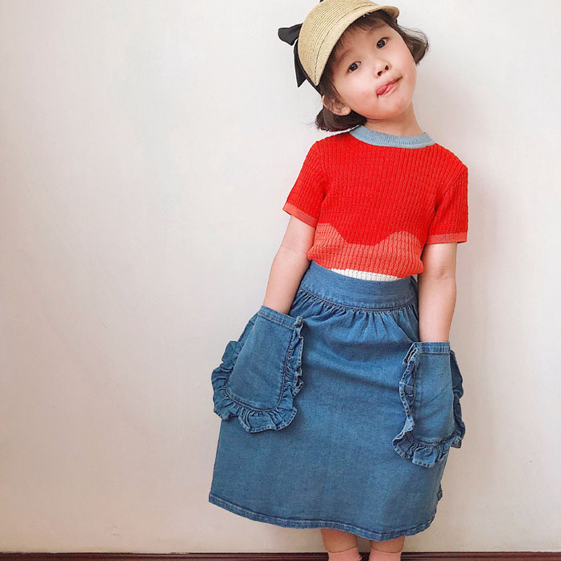 Nuovi Bambini Short-Dell'onda del manicotto del Maglione Capretti Delle Ragazze Dei Ragazzi Maglione Lavorato A Maglia di Estate di Modo Delle Ragazze Maglione RT511
