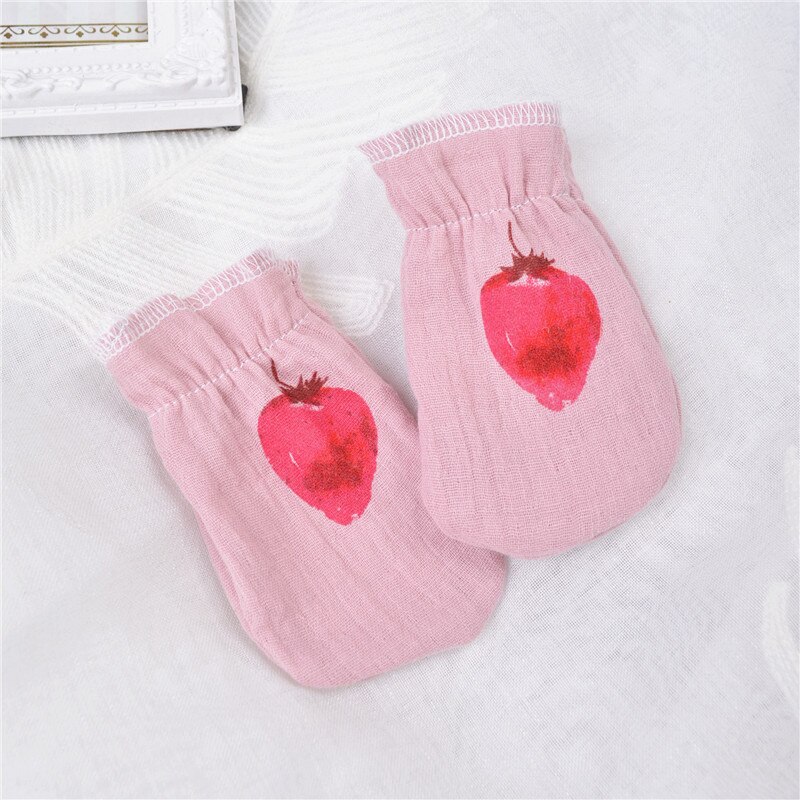 Newborn baby gloves gauze Breathable Anti-scratch Infant gloves for toddler cotton baby care glove YCZ029: D