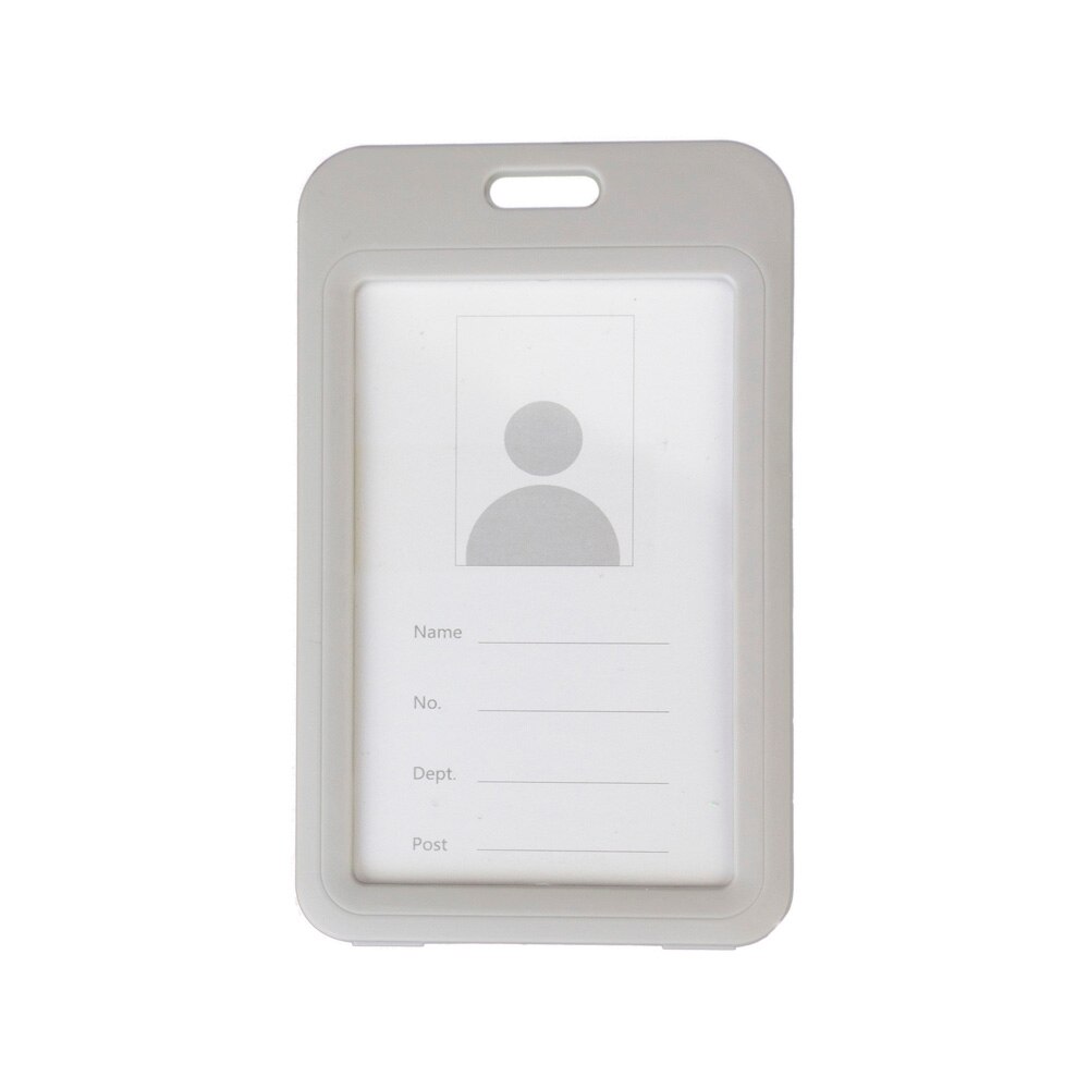 Color ID Card Holder Plastic Badge Holder Name Identification Sleeve Dual Clear Business Exhibition Shell Office school entrance: GRAY