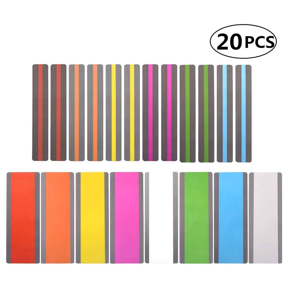 20pcs Reading Guide Strips Highlighter Colored Overlays Bookmark Read Strips for Student Teacher Dyslexia People for Kids