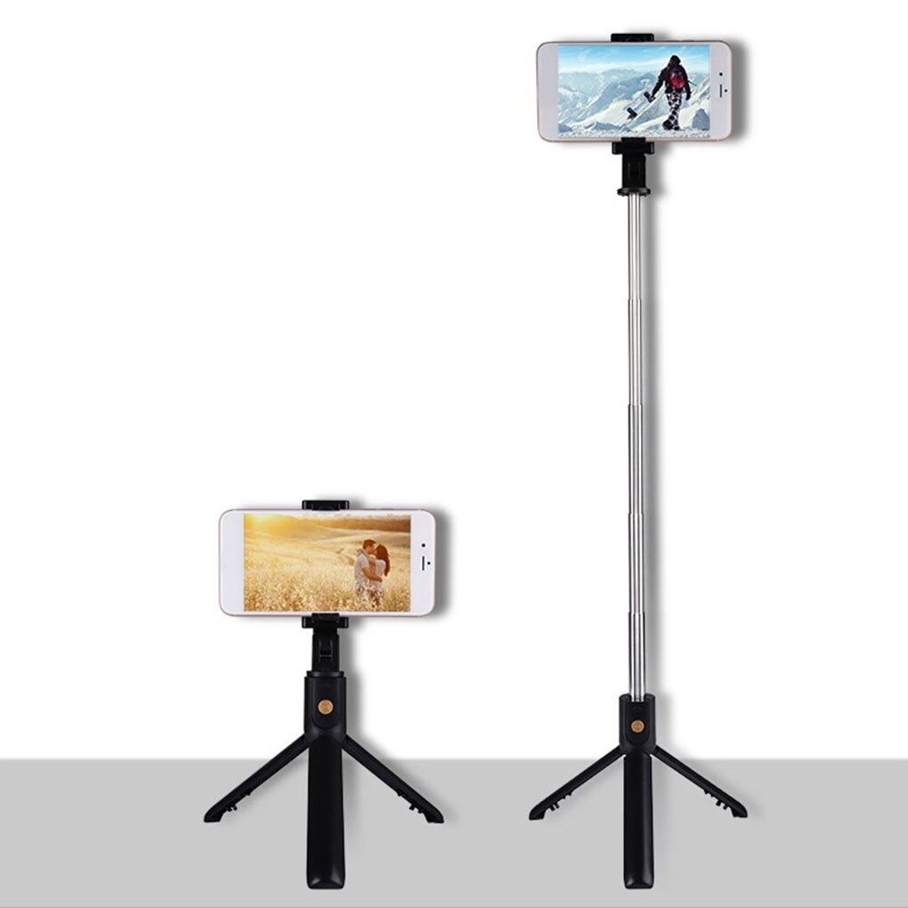 Mobilholder stativ kamera med trådløs bluetooth fjernkontroll stang selfie pinne, hvit