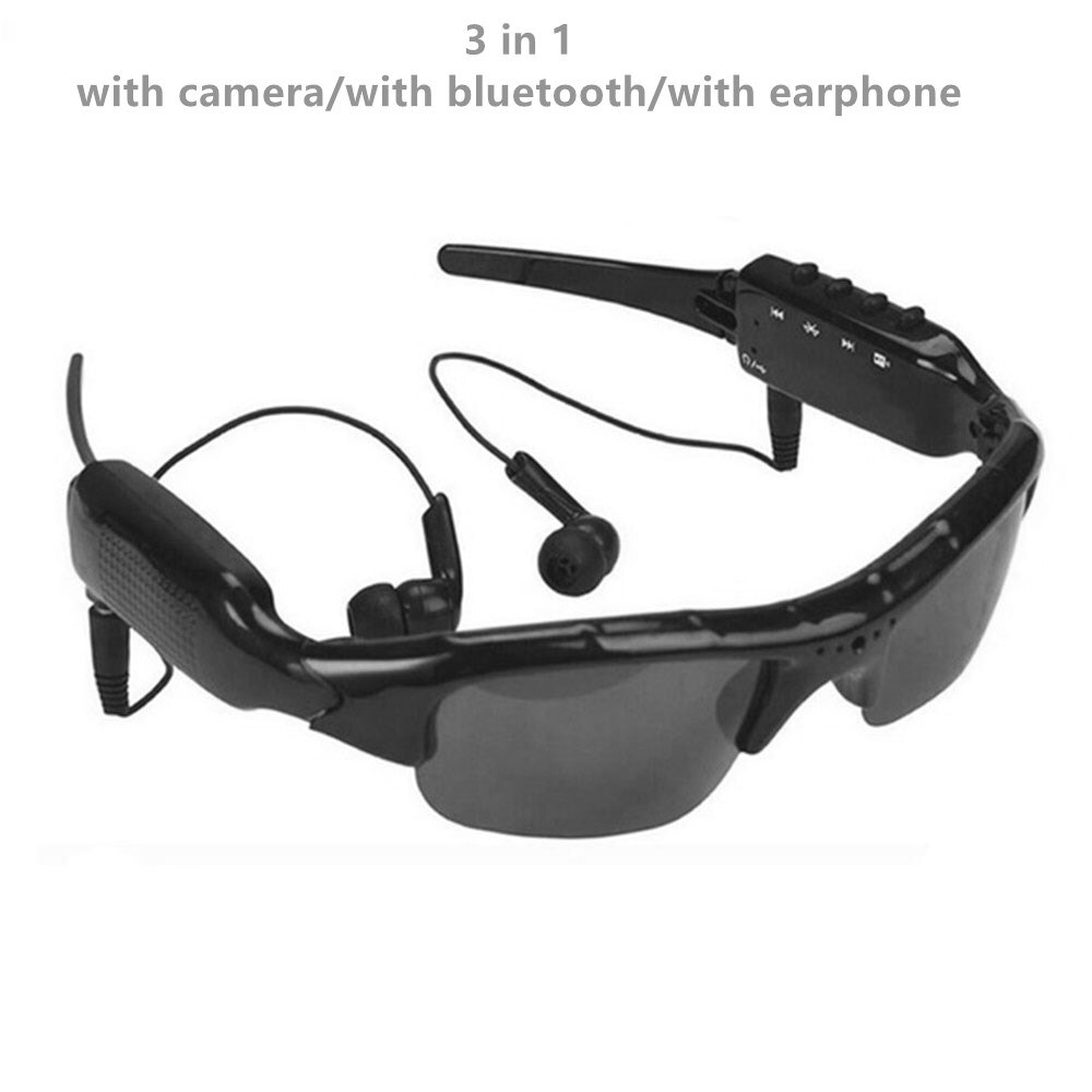 1080P Mini Bluetooth Camera Sun Glasses Eyewear Digital Video Recorder Camera Camcorder Video Sunglasses DVR with earphone: 3 in 1 1080P