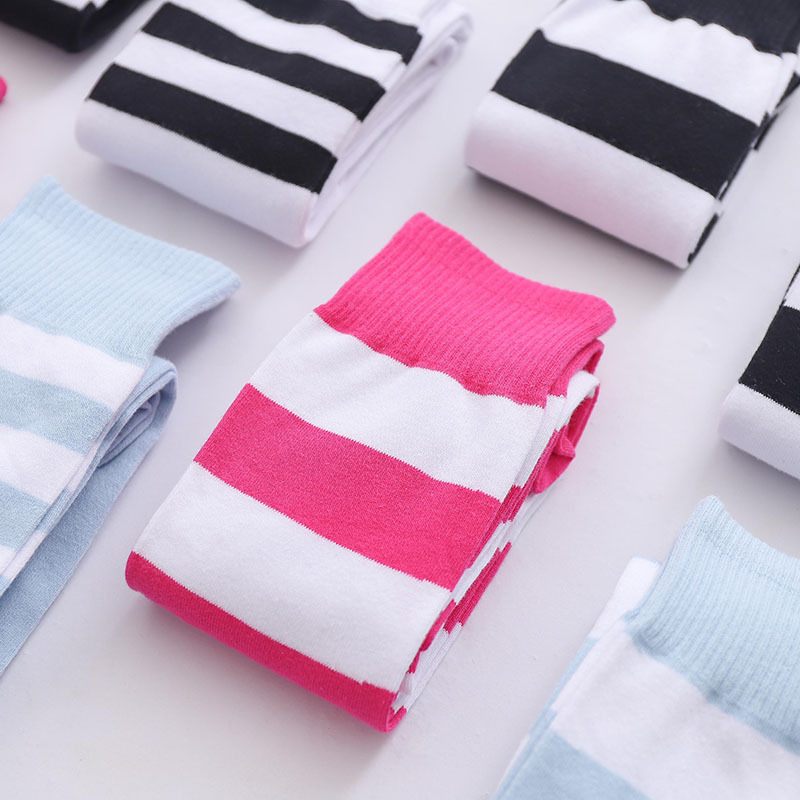 Dames Meisjes Overknee Lange Streep Dij Hoge Gestreepte Katoenen Sokken 22 Kleuren Zoet Schattig Plus Size Overknee Sokken