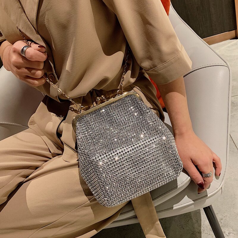 Saco de diamante brilhante 2019 verão moda nova alta qualidade designer bolsa feminina corrente ombro saco do mensageiro festa bolsos mujer