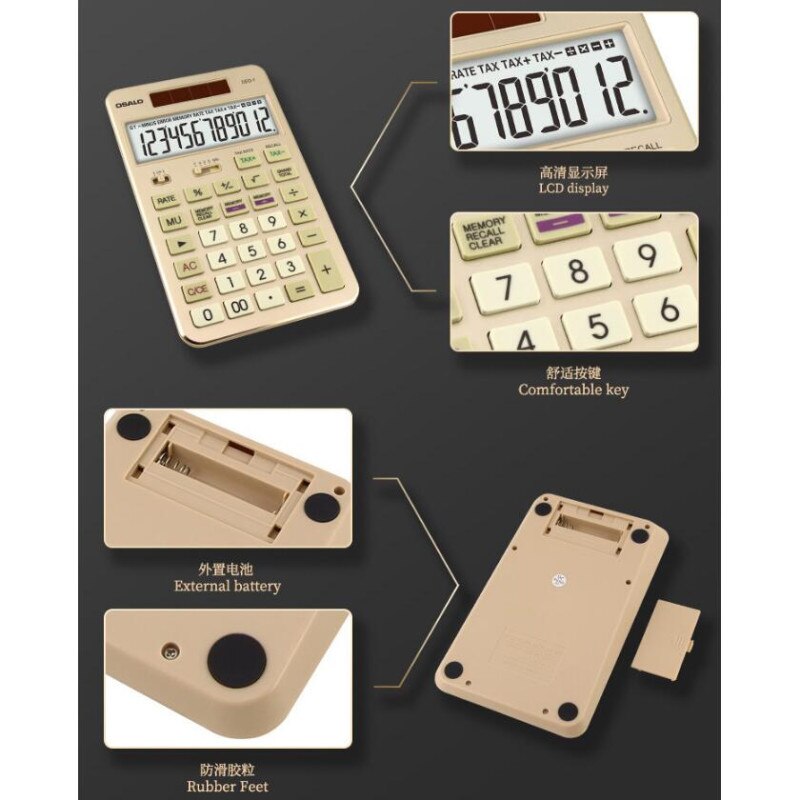 CEO-1 Flat panel calculator business office desktop solar calculator 12-bit display tax calculators