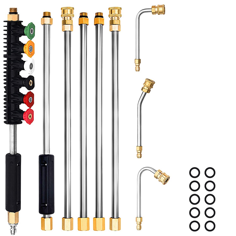 Power Washer Accessories-Pressure Washer Attachment Set - Power Washer Hose Attachment With 6 Spray Nozzle Tips-4000 PSI: Default Title