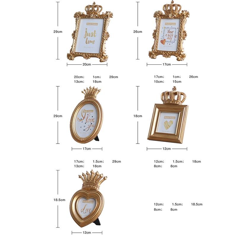 Luxe gouden kroon fotolijst barokstijl huisdecoratief certificaat hars fotolijst muur desktop decoratie 3/6/7 inch